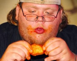 fat guy eating wings Meme Template