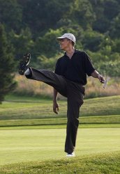 obama golfing punt Meme Template
