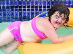 Down Syndrome Swimming Pool Girl Meme Template
