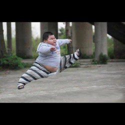 Fat kid jump kick Meme Template
