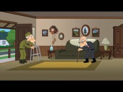 Family Guy Elderly Battle (American VS Nazi) Meme Template