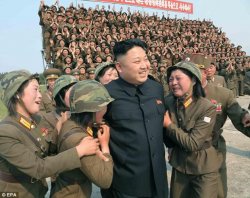 Kim Jong-un & lady soldiers Meme Template