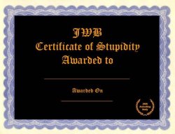 stupidity certificate Meme Template