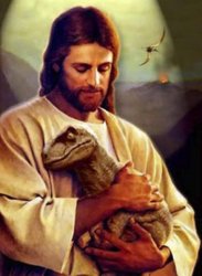 Jesus hugging a dinosaur Meme Template