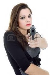 woman with gun Meme Template