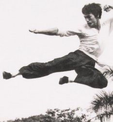 Bruce Lee flying Dropkick Meme Template