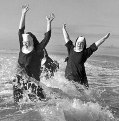 Nun at beach Meme Template