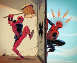 deadpool hammers spiderman Meme Template
