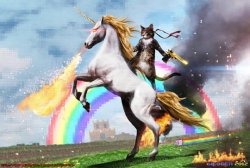 Cat riding unicorn Meme Template