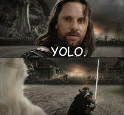 Aragorn goes full YOLO Meme Template