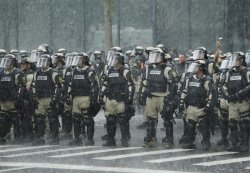 Riot Police Rain Storm Meme Template
