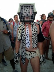 Burning Man Dog Cage Costume Meme Template