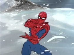 Spiderman in snow Meme Template