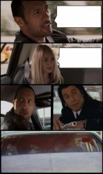 the rock driving and pulp fiction Too Meme Template