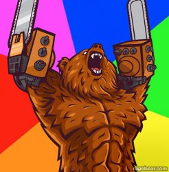 Chainsaw Arms Rage Bear Meme Template