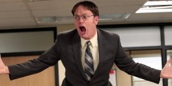 dwight schrute yelling angry Meme Template