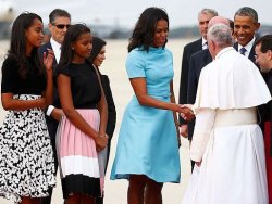 michelle obama 2300 dollar dress pope Meme Template