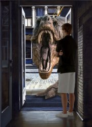 Dino at the Door Meme Template