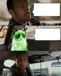 The Rock driving Radioactive Grumpy Cat Meme Template