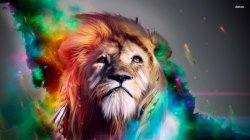 Majestic Rainbow Lion Meme Template