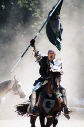 Knight on Horseback Charging with Flag Meme Template