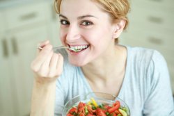 Happy Woman Eating Salad Meme Template