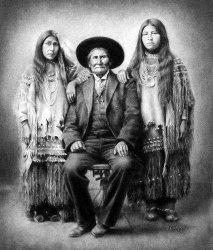 A photo of Geronimo and his nieces. Photo by H.H. Clarke 1909, i Meme Template