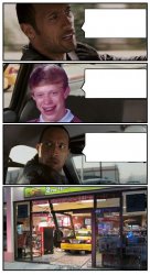 Bad Luck Brian Disaster Taxi runs into convenience store Meme Template