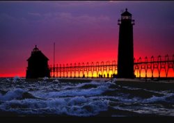 Grand Haven Lighthouse Sunset Meme Template