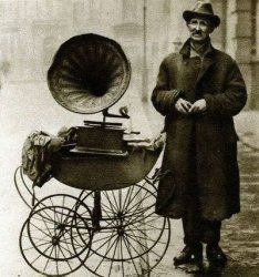 1920's street gramophone player Meme Template