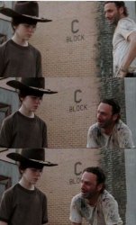 Hey Carl C block three panel Meme Template