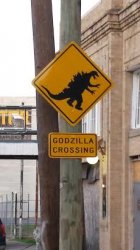 Godzilla Crossing Meme Template