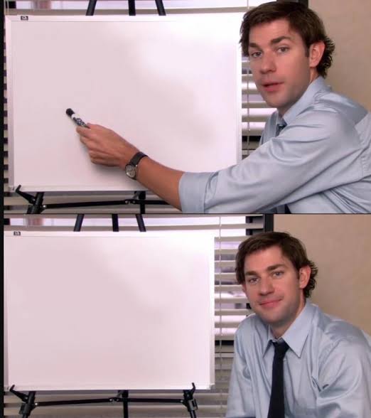 Jim pointing to the whiteboard Blank Meme Template
