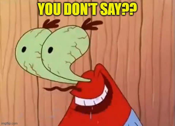 Mr. Krabs You Don't Say | YOU DON'T SAY?? | image tagged in mr krabs you don't say | made w/ Imgflip meme maker