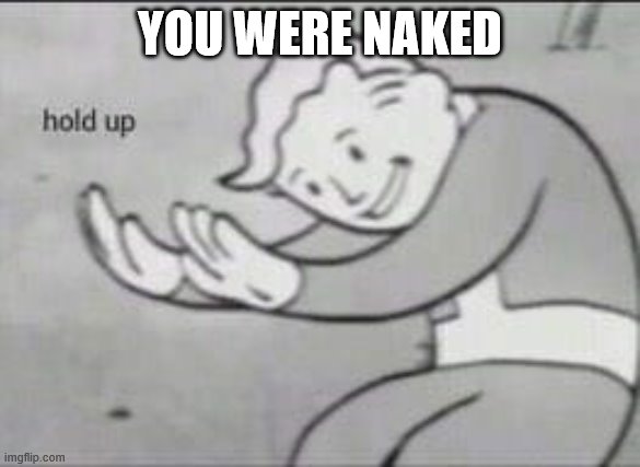 Fallout Hold Up | YOU WERE NAKED | image tagged in fallout hold up | made w/ Imgflip meme maker