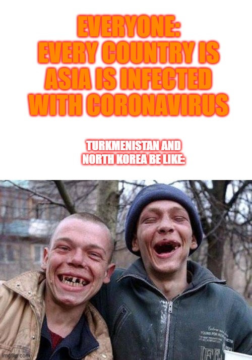 They Forgot Us! But We're Still Special! | EVERYONE: EVERY COUNTRY IS ASIA IS INFECTED WITH CORONAVIRUS; TURKMENISTAN AND NORTH KOREA BE LIKE: | image tagged in memes,ugly twins | made w/ Imgflip meme maker