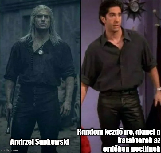 witcher ross | Andrzej Sapkowski; Random kezdő író, akinél a
 karakterek az
erdőben gecülnek | image tagged in witcher ross | made w/ Imgflip meme maker