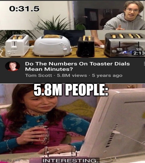 Hmmmmm | 5.8M PEOPLE: | image tagged in blank white template,interesting,youtuber | made w/ Imgflip meme maker