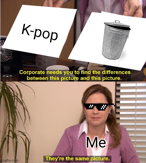 K-Pop = Trash | K-pop; Me | image tagged in memes,they're the same picture | made w/ Imgflip meme maker