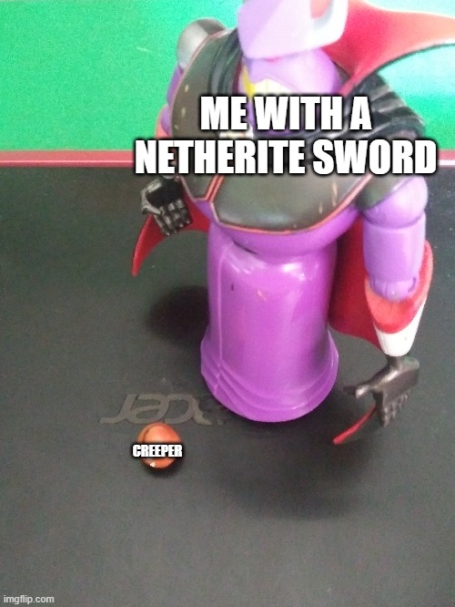 sounds right | ME WITH A NETHERITE SWORD; CREEPER | image tagged in memes | made w/ Imgflip meme maker