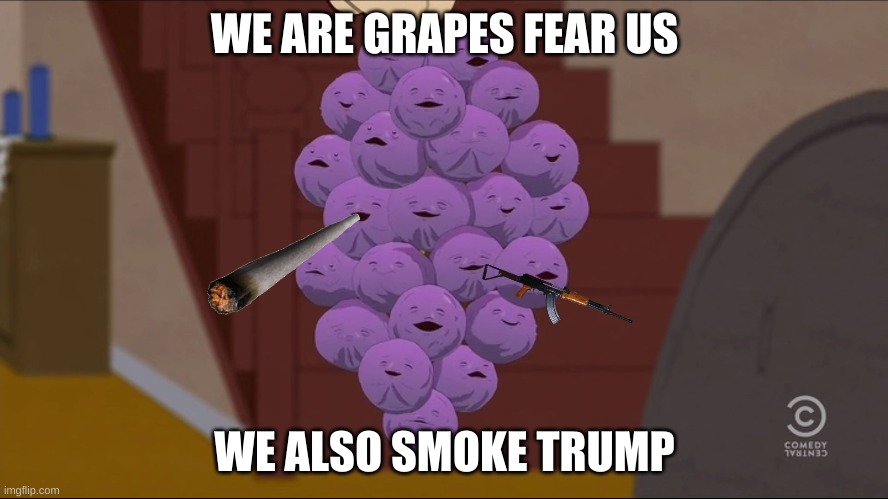 Member Berries Meme | WE ARE GRAPES FEAR US; WE ALSO SMOKE TRUMP | image tagged in memes,member berries | made w/ Imgflip meme maker