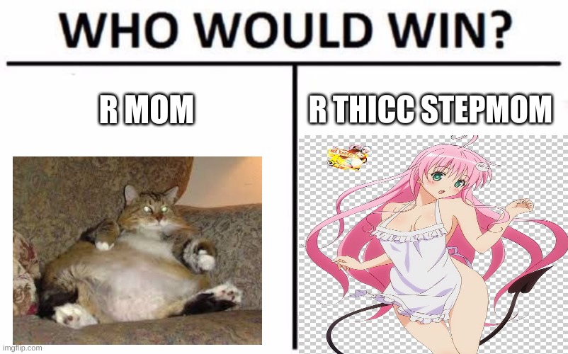 Who Would Win? Meme | R MOM; R THICC STEPMOM | image tagged in memes,who would win | made w/ Imgflip meme maker