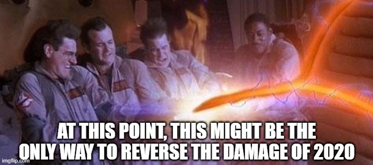 There's definitely a slim chance we might survive..... | AT THIS POINT, THIS MIGHT BE THE ONLY WAY TO REVERSE THE DAMAGE OF 2020 | image tagged in ghostbusters,2020 | made w/ Imgflip meme maker