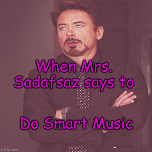 When Mrs. Sadafsaz says to; Do Smart Music | image tagged in sorry i annoyed you | made w/ Imgflip meme maker