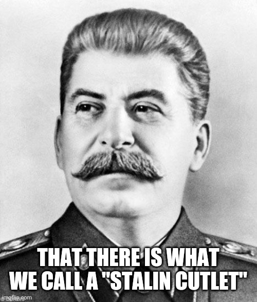 Hypocrite Stalin | THAT THERE IS WHAT WE CALL A "STALIN CUTLET" | image tagged in hypocrite stalin | made w/ Imgflip meme maker