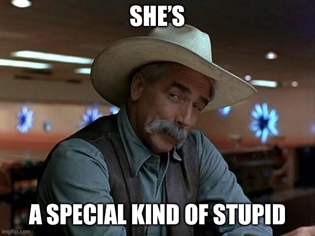 special kind of stupid | SHE’S A SPECIAL KIND OF STUPID | image tagged in special kind of stupid | made w/ Imgflip meme maker