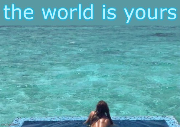 The world is yours swimming pool Blank Meme Template