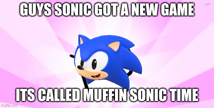 ITS MUFFIN SONIC TIME |  GUYS SONIC GOT A NEW GAME; ITS CALLED MUFFIN SONIC TIME | image tagged in somebody kill me asdf | made w/ Imgflip meme maker