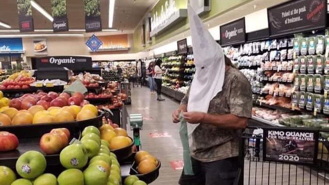 KKK Shopper at grocery store Blank Meme Template