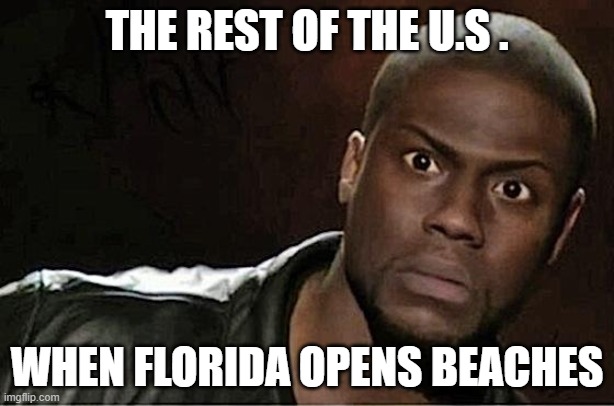 Kevin Hart Meme | THE REST OF THE U.S . WHEN FLORIDA OPENS BEACHES | image tagged in memes,kevin hart | made w/ Imgflip meme maker